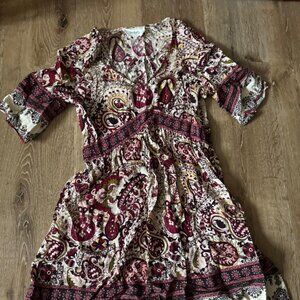 Ba&sh Zelda Women Paisley Crepe‎ VNeck Mini Dress Size XS
